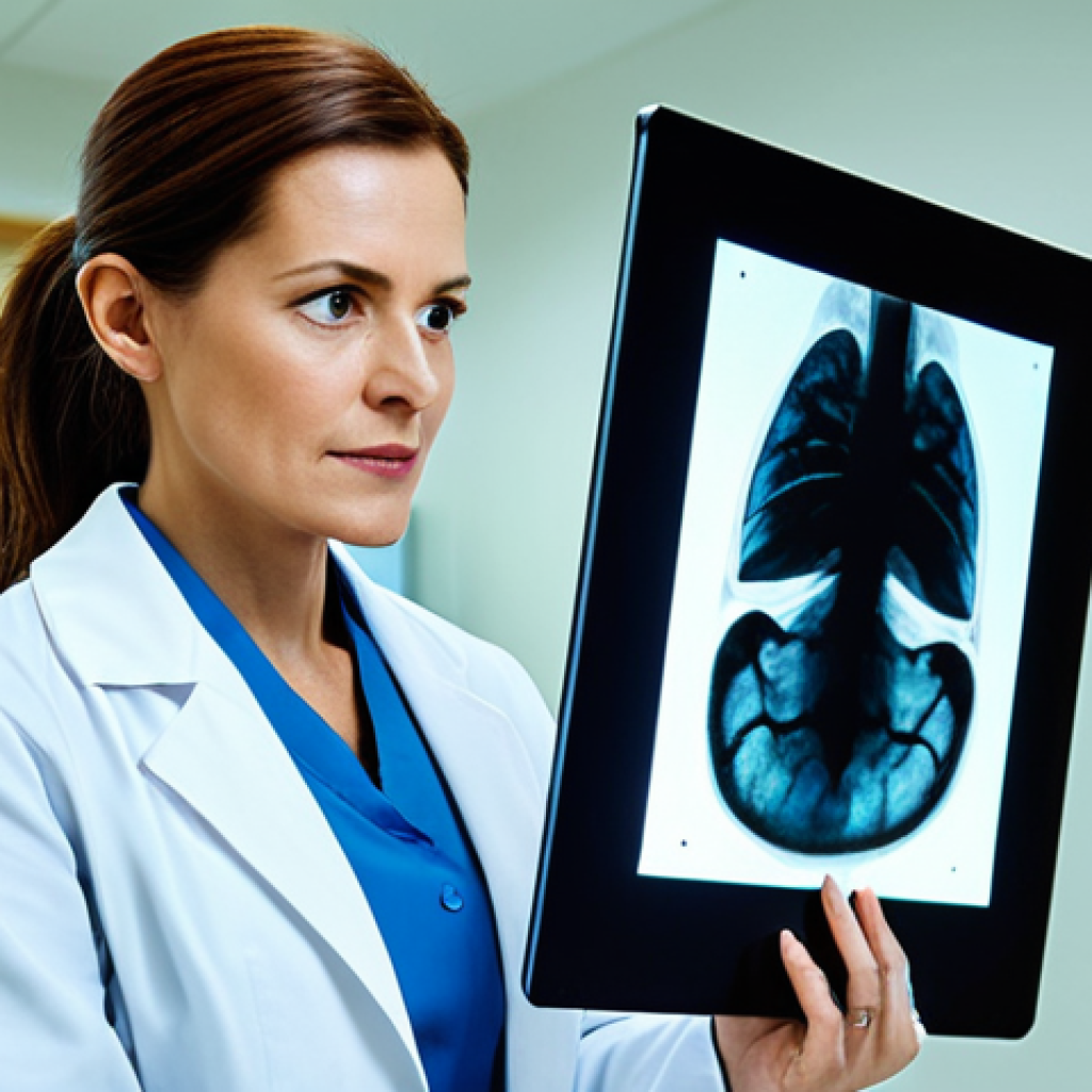 **
"A confident female doctor in a fully clothed, professional white coat, examining an X-ray in a brightly lit hospital room, appropriate content, safe for work, perfect anatomy, natural proportions, professional medical photography, high resolution, modest attire."
**