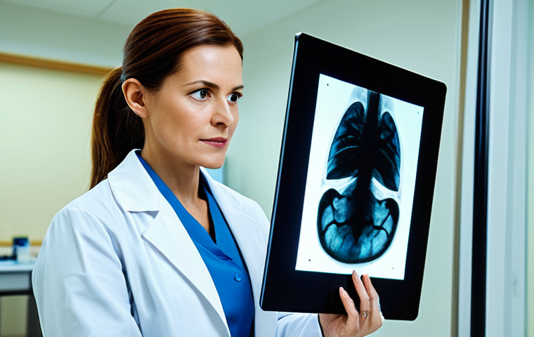 **
"A confident female doctor in a fully clothed, professional white coat, examining an X-ray in a brightly lit hospital room, appropriate content, safe for work, perfect anatomy, natural proportions, professional medical photography, high resolution, modest attire."
**