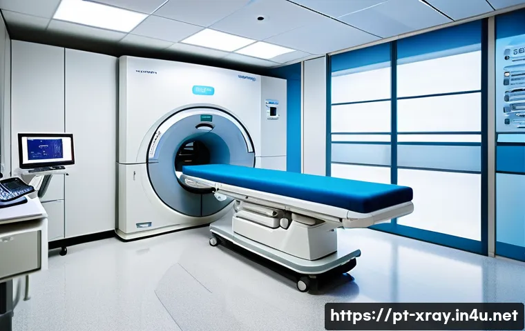 방사선사 병원 선택 기준 - A modern hospital radiology room with advanced imaging equipment such as a high-tech CT scanner and ...