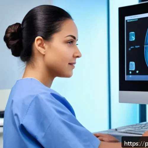 초음파 검사 기법 - A high-definition medical ultrasound machine in a modern clinic setting, displaying a detailed 3D fe...